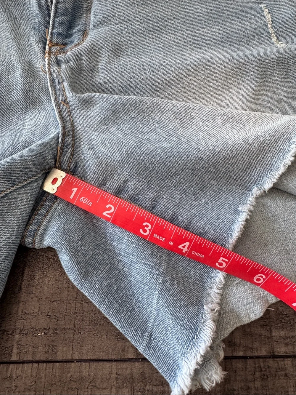Seven7 Light Blue Distressed Denim Shorts